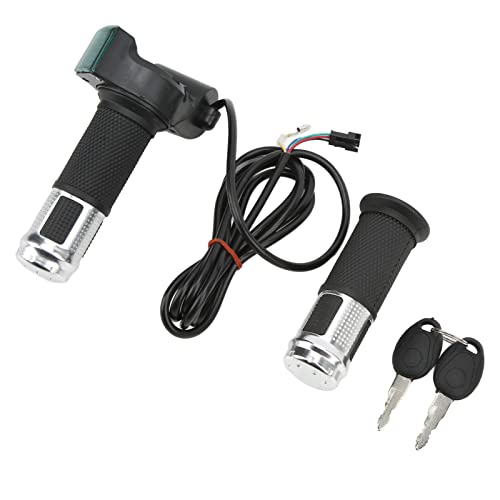 Akozon Poignée d'accélérateur pour Scooter électrique 12V-99V, Poignée Numérique Universelle à Vitesse Contrôlée avec Verrouillage pour Vélo électrique, Accessoires de Vélo (d'argent)