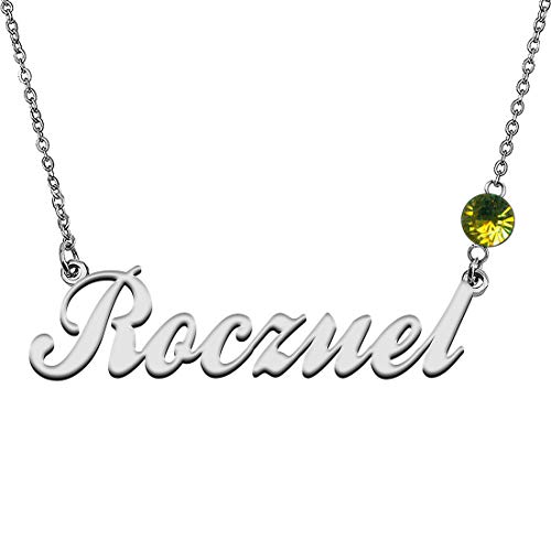 GR859C Personalized Charm Name Necklace with Birthstone for Best Friends Roczuel