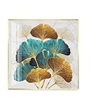 Leinwand Bilder Golden Luxuriöse Pflanze Wandkunst Squre Leinwand Malerei Abstrakte Pflanze Blätter Poster Wohnzimmer Home Decor Bild Home Decoration 20X28 Zoll