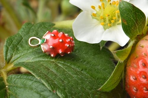 Image of VIDRIO Pack of 80 3D Strawberry Enamel Charms Colored Pendants Hawaii Style Accessories for Necklace Bracelet Jewelry Making DIY Crafting