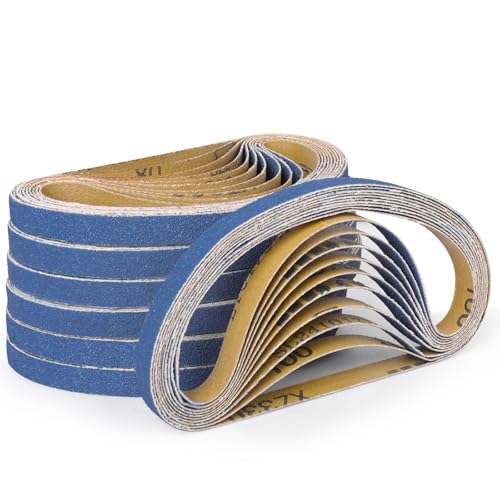 Image of 40-Piece Premium 1 /2 x 18 Inch Zirconia Sanding Belts 100 Grit | 13 x 457 MM, Heavy Duty, Long-Lasting, Wood Metal Grinding and Finishing for Mini Bandfile Belt Sander