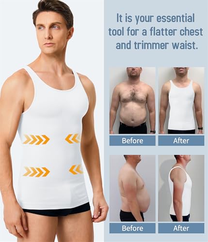 TAILONG 2 Pack Compression Shirt Men Slimming Body Shaper Vest Compression Tank Top Sleeveless Workout Shirts2