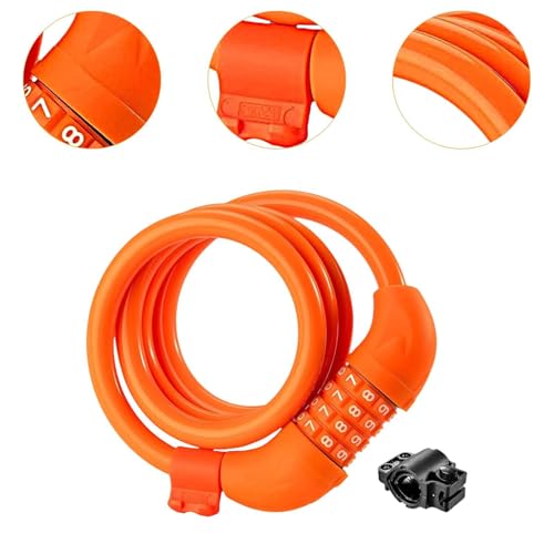Candado de Bicicleta con Combinación, Naranja miniatura 4