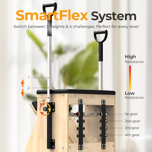 Pilates Chair with Handles, Upgrade Split Pedals & Resistance Bands - Professional Adjustable Fitness Chair for Home, Studio & Gym Use - Customizable Resistance Levels - Image 3