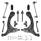 Psrorkeu Suspension Kit 12PC RH LH Front Lower Control Arm Outer Inner Tie Rod Stabilizer Sway Bar Ball Joints Boots for Hyundai Elantra 2007-2012 K641581 K641580