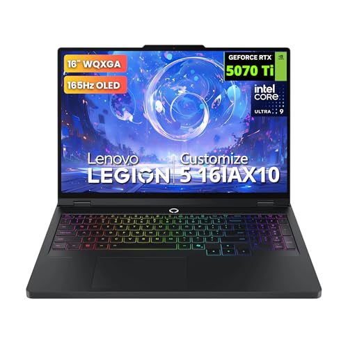Image of Hotface Customized Laptop, Created Using Lenovo Legion Pro 5 16 inch WQXGA 165Hz Gaming Laptop, Intel Core Ultra 9 275HX, RTX 5070 Ti, 16GB /32GB /64GB RAM, 1TB /2TB /4TB SSD, Backlit Keyboard, Win 11, Black
