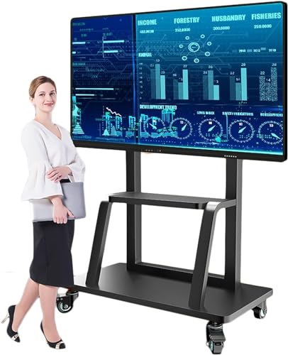 Soporte móvil para TV con ruedas ajustable y estante