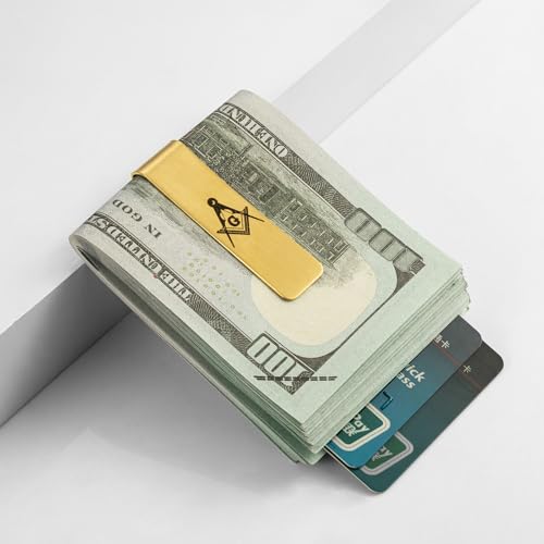 AMITER Masonic Money Clip, Front Pocket Wallet Minimalist Credit Card Holder for Freemason3