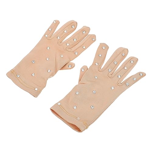 FRCOLOR Eiskunstlauf Handschuh Mit Strasssteinen Für Damen Eiskunstlaufhandschuhe Aus Hochwertigem Material Performance Handschuhe in Hautfarbe