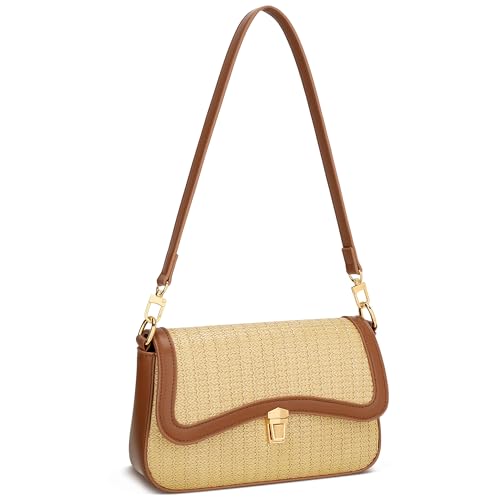 Image of KKXIU Small Shoulder Bag for Women Cute Hobo Handbags Mini Clutch Purses | Classic Trendy Retro Underarm Crossbody Bag with Detachable Straps, Zipper Closure