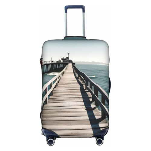 Coastal Pier Tsa Approved Luggage Cover For 18-32 Inch Suitcases Scratch-Resistant Stretch Luggage Cover
