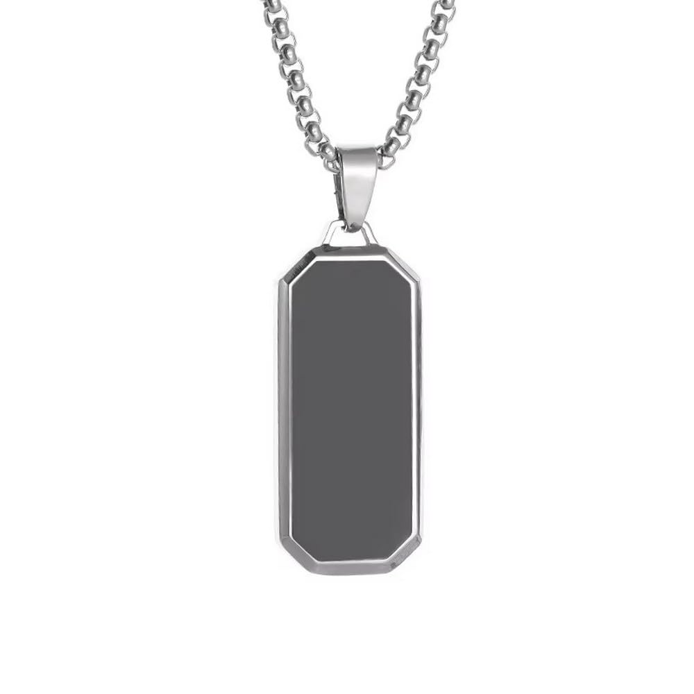 Men's Hip-Hop Black Enamel Rectangle Pendant Necklace - Alloy Steel Geometric Streetwear Jewelry-image-27
