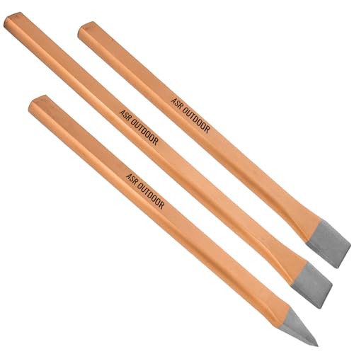 ASR Outdoor 3pc Heavy Duty Cold Steel Chisel Set Geology Tools Rock Hounding Equipment Archeology Paleontology