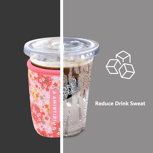 Image of 3 Pack Reusable Sleeve for Iced Coffee Cup, Coffee Neoprene Sleeve for Iced&Hot Drinks, Coffee Sleeve Compatible with Starbucks, Dunkin Coffee Cup. (Bouquet Spring)