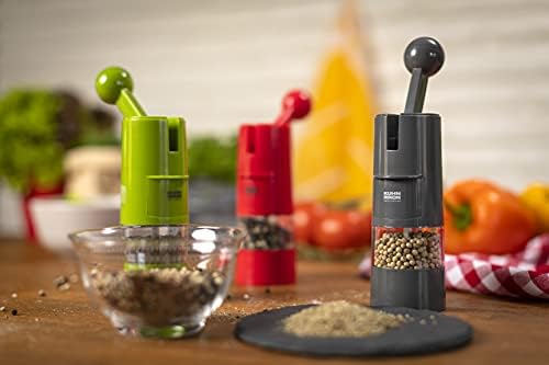 Kuhn Rikon Switzerland Adjustable Ratchet Grinder with Ceramic Mechanism for Salt, Pepper and Spices, Grey, Plastic, Gray
