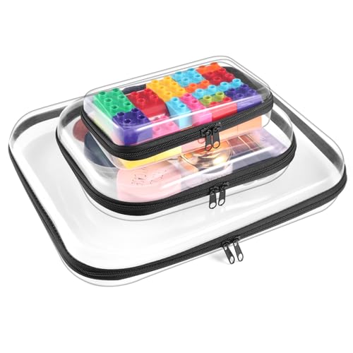 3Pcs Clear Zipper Pouch, PVC Plastic Cosmetic Travel Bag, Portable Travel Organizer Bins, Durable Makeup Bags for Storage, Pencil Case(Black-13.8+9.9+7.5inch)