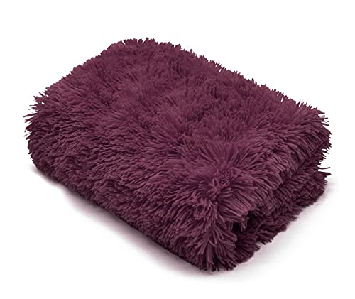 Teddy Fur Throw Blanket With Reversible Sherpa Teddy Fleece Luxury Super Soft Fluffy Fur Throw Blanket Sofa Bed Warm Cosy Fleece Blanket Throw (Hug Snug Throw Plum, 150 x 200 CM)