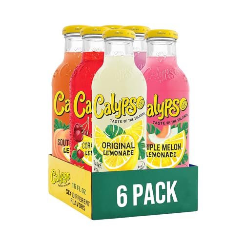 Calypso Lemonade, 6 Flavor Variety Pack, Made with Real Fruit, 16 Fl Oz Glass Bottles (Pack of 6)