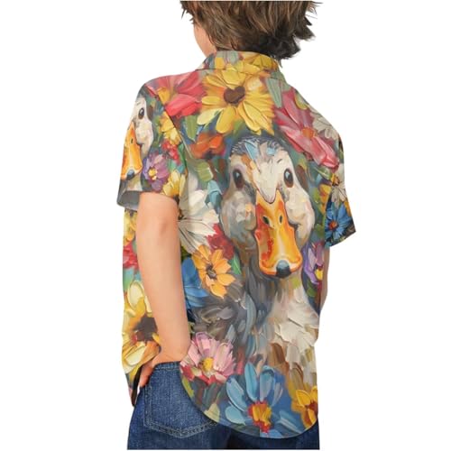 Image of PinUp Angel Funky Casual Hawaiian Shirt Kids Boys Girls Art Oil Painting Animal Pattern Short Sleeve Unisex Beach Shirt