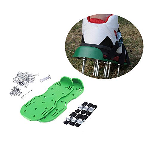 ZSPXZZ Loose Soil Garden Aerator 3 Adjustable Shoulder Straps Universal Size, Lawn Sandals, 26 Nails for Inflating The Lawn and Yard, Lawn Spikes Lawn Aerator Shoes,B