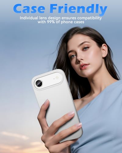 CloudValley for iPhone Air Camera Lens Protector Bling, 【Glitter Decoration】 Ultra-HD Tempered Glass Cover, Metal Lens Screen Protective Ring Accessories, Easy Installation, Glitter Silver — view 6
