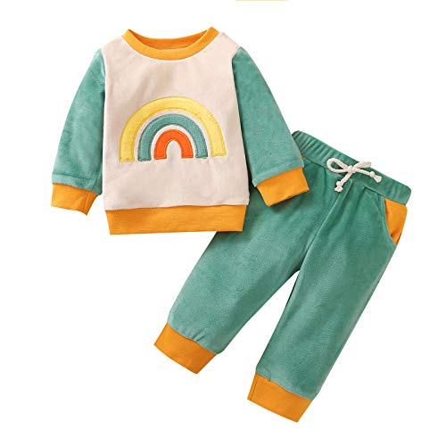 Unisex Baby Girls Boys Pajamas Sleepwear Rainbow Print Cotton Casual Clothes