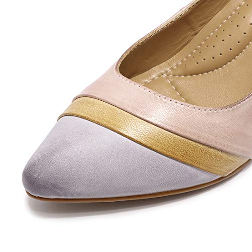 Image of Mona flying Women's Leather Pump Med Heel Pointed Toe Office Dressy Shoes