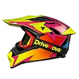 DriveNova Casco Integrale Motocross, Casco da Cross Omologato con Occhiali per Adulti E Bambini, Casco da downhill integrale MTB Include 3 Misure (Colorato)