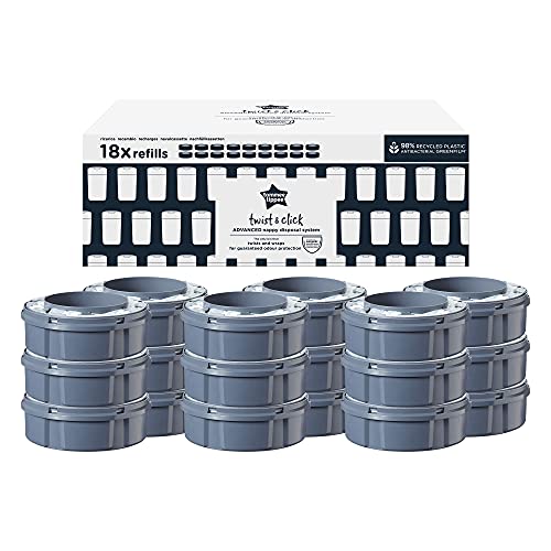 Tommee Tippee 85101113 - Recambios Para Contenedor Para Paales Avanzado Twist and Click, Pelcula GREENFILM Antibacteriana y Sostenible, Pack de 18, unisex