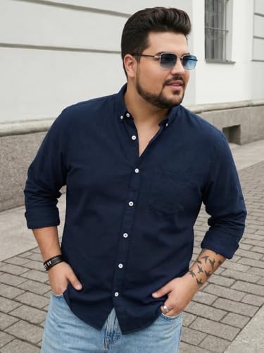 Image of Urbano Plus Men's Cotton Full Sleeve Regular Fit Solid Oxford Shirt with Button-Down Collar