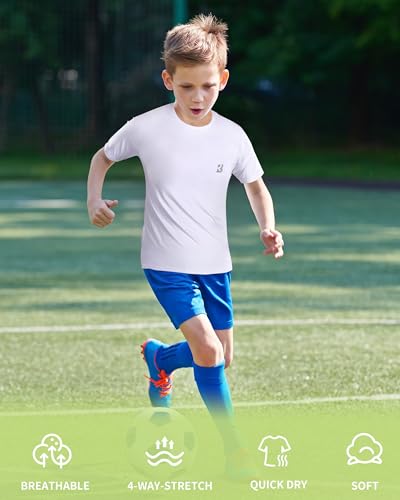 Roadbox Boys Youth Compression Shirt - Short Sleeve Undershirt for Kids Quick Dry Athletic Baseball T-Shirt Base Layer3