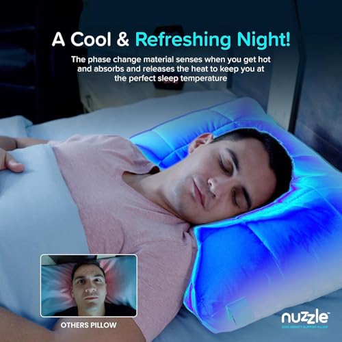 Image of Nuzzle Adjustable Firm Pillow Queen Size, Luxury Bed Pillow Hotel Collection - Best Adjust Height Soft Cooling Pillow for Back, Stomach or Side Sleepers