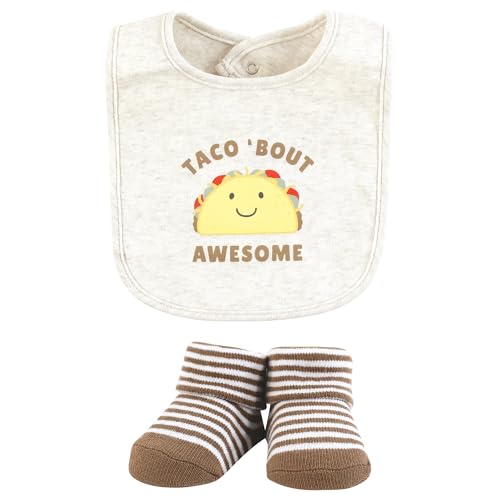 Image of Hudson Baby Unisex Baby Cotton Bib and Sock Set, Taco Tuesday, One Size