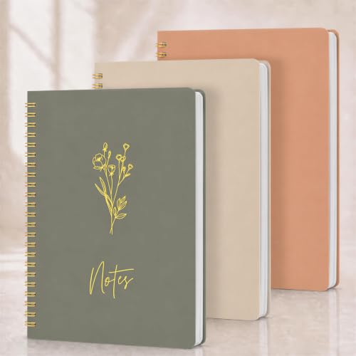 Aesthetic Spiral Notebook Set of 3 For Women - Cute College Ruled Journals