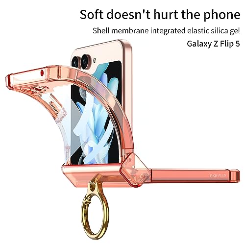 Image of BOUNCEBACK Transparent Shockproof Hinge Cover Ring Case for Samsung Galaxy Z Flip5 / Galaxy Flip 5 Case Cover - (Clear Green | Rubber)