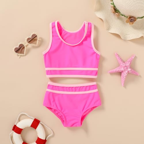 Image of YOUNGER TREE Girls Swimsuit Sleeveless Tankini 2 Piece Bikini Sets Beach Sport Bathing Suit for Toddler Kids Girl