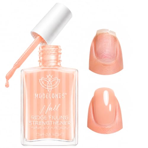modelones Nail Strengthener Growth Nude Apricot Low Odor for Damaged Nails