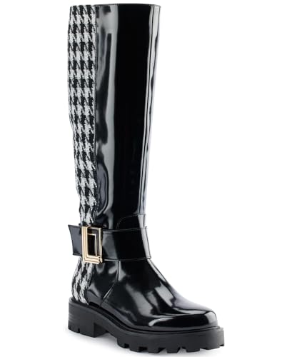 Karl Lagerfeld Paris Women's Meara Houndstooth Knee High Boot Ankle