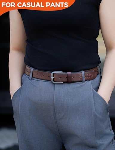1.3“ Women's Casual Leather Belt with Metal Buckle3