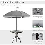 Outsunny 6 Piece Patio Dining Set for 4 with Umbrella, Outdoor Table and Chairs with 4 Folding Dining Chairs & Round Glass Table for Garden, Backyard and Poolside, Gray - Image 5
