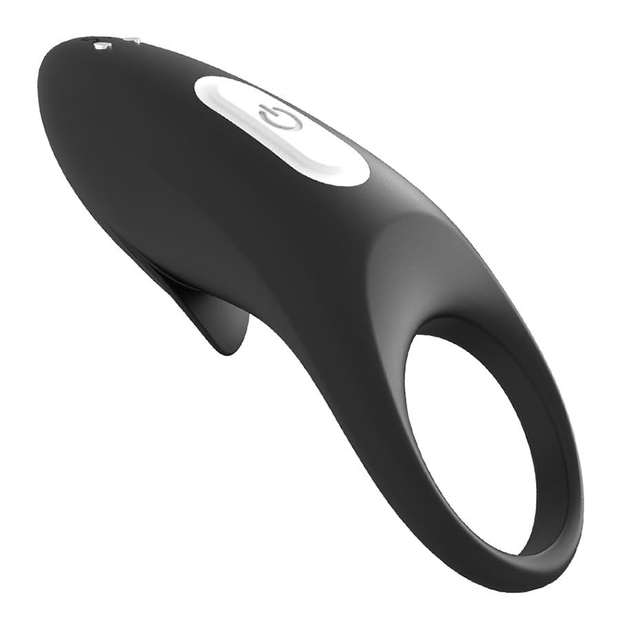 Anneau pénien vibrant en silicone noir avec lèvre et charge magnétique à 9 modes