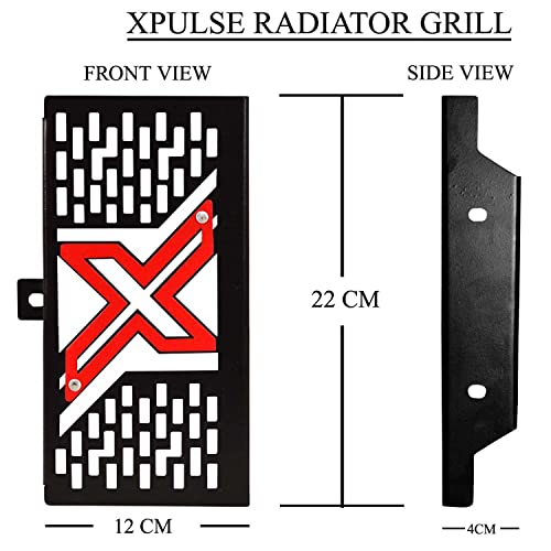 Image of Combo Radiator Guard With Headlight Grill,Side Stand,Fog Clamp Red For Hero Xpulse 200 4V BS6