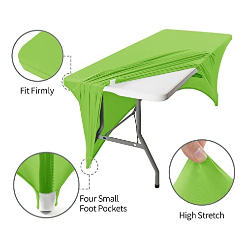 Image of Peomeise 6FT Spandex Table Cover Rectangular Stretch Spandex Tablecloth (Apple Green,6FT)