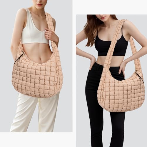 Image of GASSDA Puffer Tote Bag for Women Large Quilted Puffy Lightweight Carryall Crossbody Tote Bag for Women