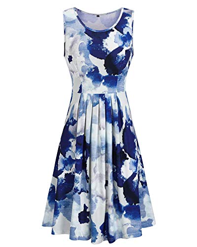 Image of KILIG Women Soft Casual Beach Sundress Floral Pleated Vintage Tank Dress 2026