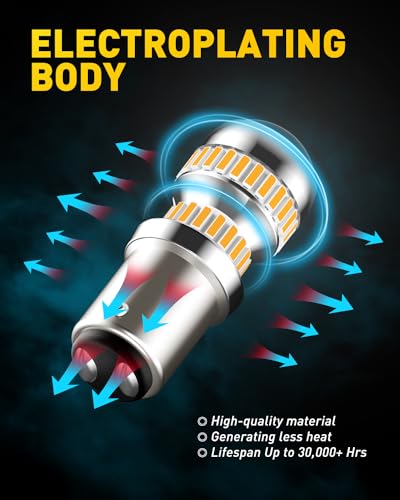 Image of AUXITO Upgraded 1157 LED Bulb Amber Yellow Super Bright 2057 2357 7528 BAY15D LED Replacement Light Kit for Front Rear Turn Signal Light Blinker Parking DRL Tail Lights, Pack of 2