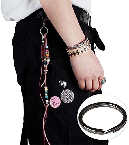 nuosen 40 Pieces Metal Split Rings Flat Key Rings Round Keychain Rings for Home Car Keys Attachment, 2 Sizes, Black