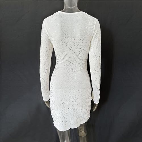 Robe courte pailletée à manches longues voilées et dos ajusté - 2