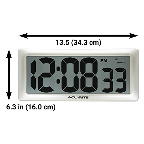 Acurite 13.5” Large Digital Indoor Wall Clock With Intelli-Time Technology (75173M), Champagne #TOP6