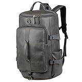 BAOSHA HB-26 3-Ways Herren Rucksäcke Handgepäck Schultertasche Convertible PU Leder Reisetasche Wanderrucksäcke Sporttasche Travel Duffel Bag Weekender Tasche (Grau)